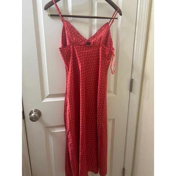 Japna Slip Dress Sz M Babydoll Red Pink Polka Dot Valentines Coquette 90s Style - Picture 6 of 14